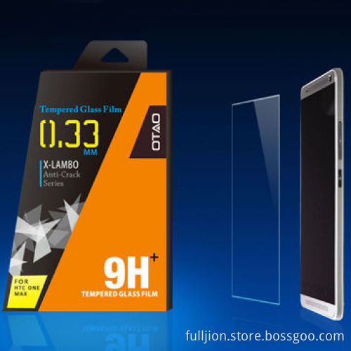 0.2mm 0.33mm 2.5D curved edge round angle tempered-glass screen protector for HTC ONE MAX
